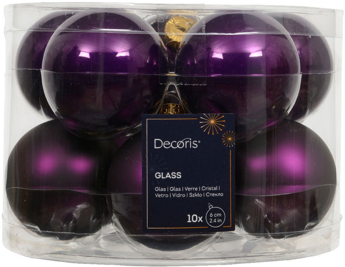 Kerstballen glas d6 cm vijg 10 st