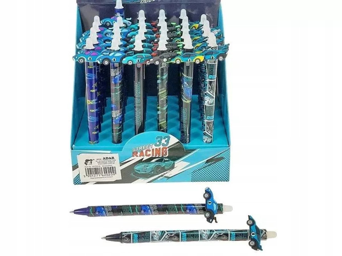 Set van 36 pennen met autodesign - Blauwe inkt