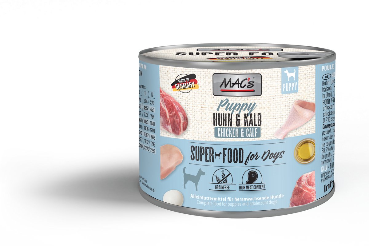 MACs MAC's Hondenvoer Natvoer Puppy Blik - 70% Kip & Kalf - 6 x 200g