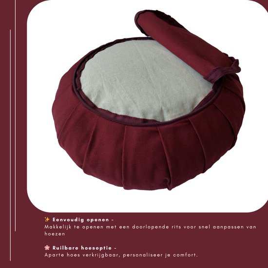Samarali Verstelbaar Meditatie- en Yogakussen - Biologisch katoen GOTS-gecertificeerd, ergonomisch gevuld met boekweitdoppen, ethisch geproduceerd, 25x17 cm, verkrijgbaar in 6 kleuren van Samarali — afbeelding 5