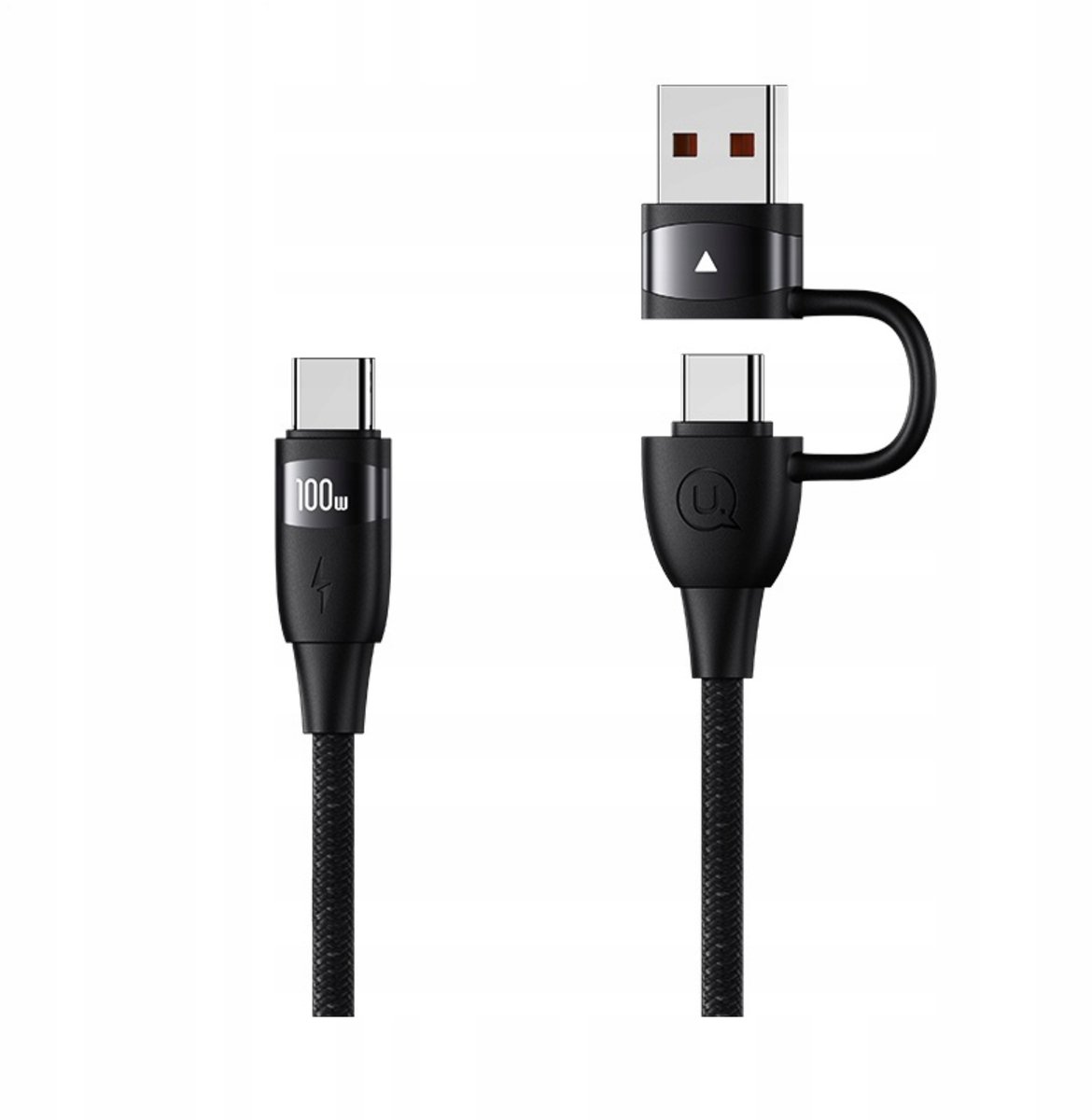 P4Y USB-C apparaat USB-A Kabel 100W PD, 2m, Zwart