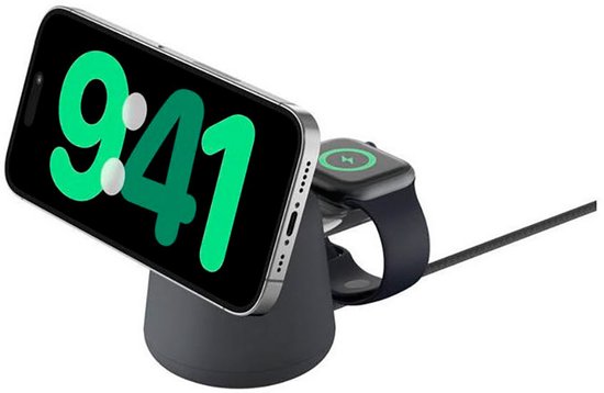 Belkin MagSafe en Qi2 2-in-1 Draadloze Oplader 15W met Standaard Zwart