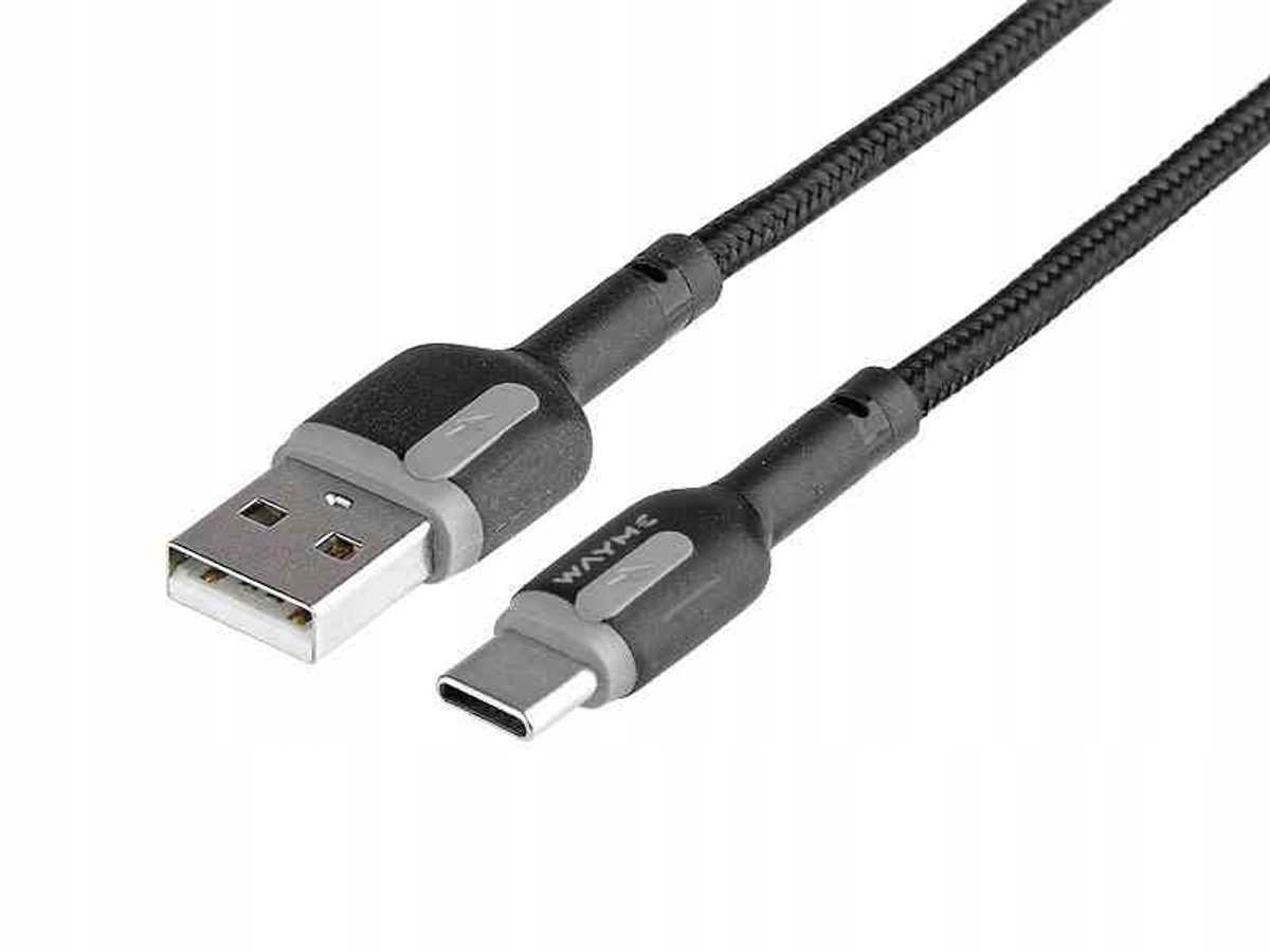 WAYME USB-C Laad- & Datakabel, 100cm, Versterkt, Zwart