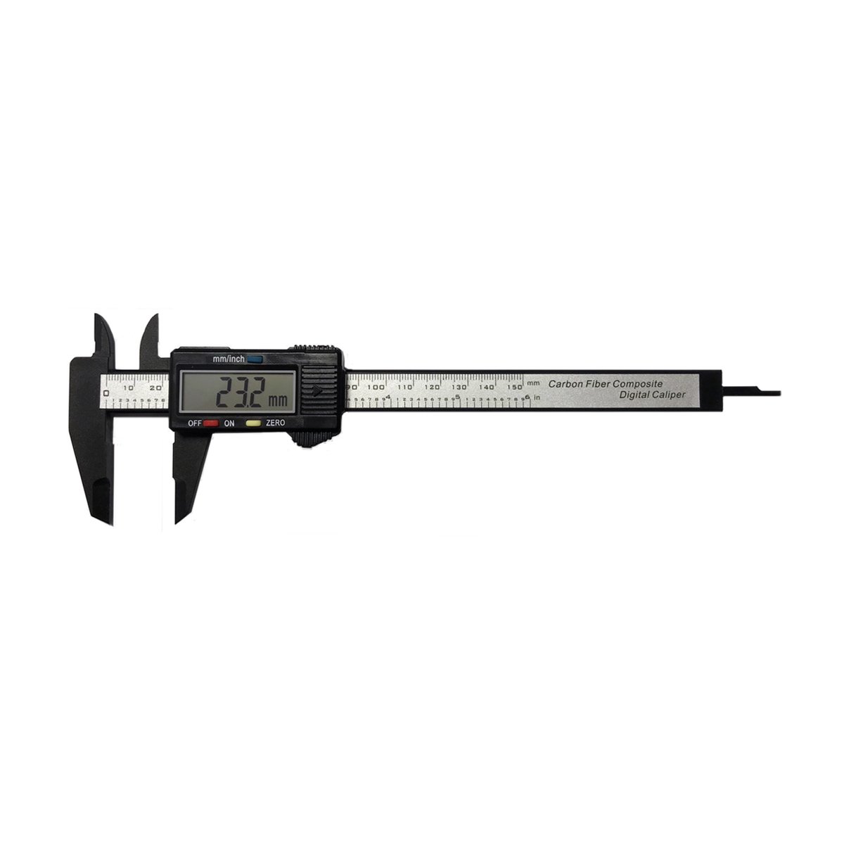 Schuifmaat, 150 mm, digitaal, van glasvezel, met kruispunten en diepteaanslag, voor het werken met graveermachines