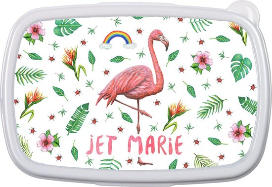 Gepersonaliseerde lunchbox - kind - meisje - school - flamingo - regenboog  -... | bol.com