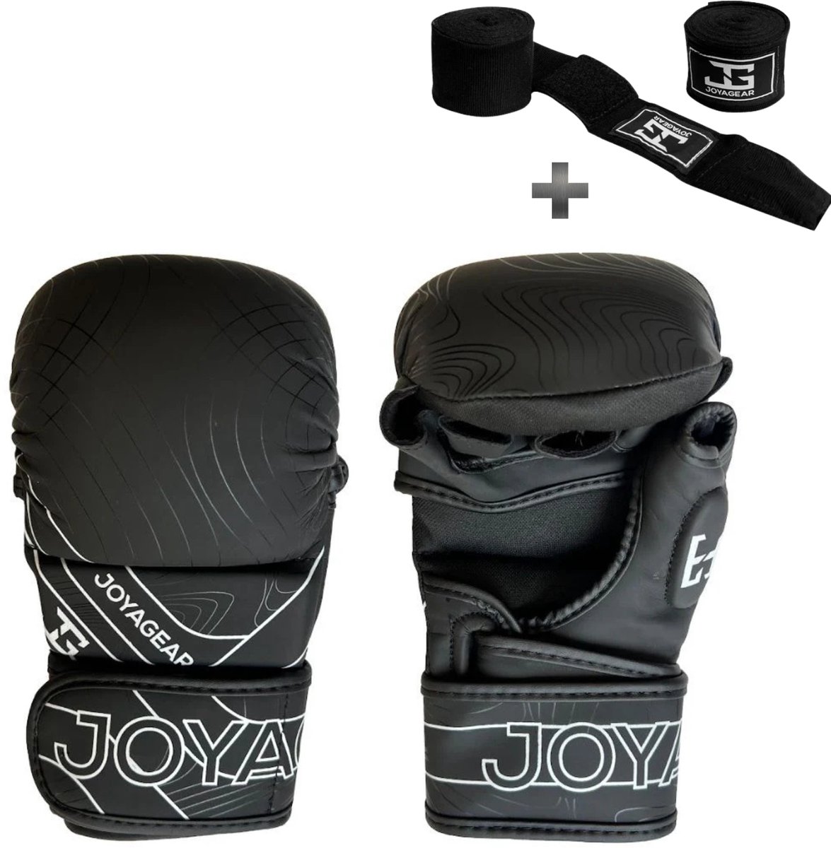 Joyagear Essential MMA Sparring Handschoenen Zwart/Wit – Maat S – Kickboksen, Grappling & Training – Comfortabele Pasvorm & Dubbele Klittenbandsluiting