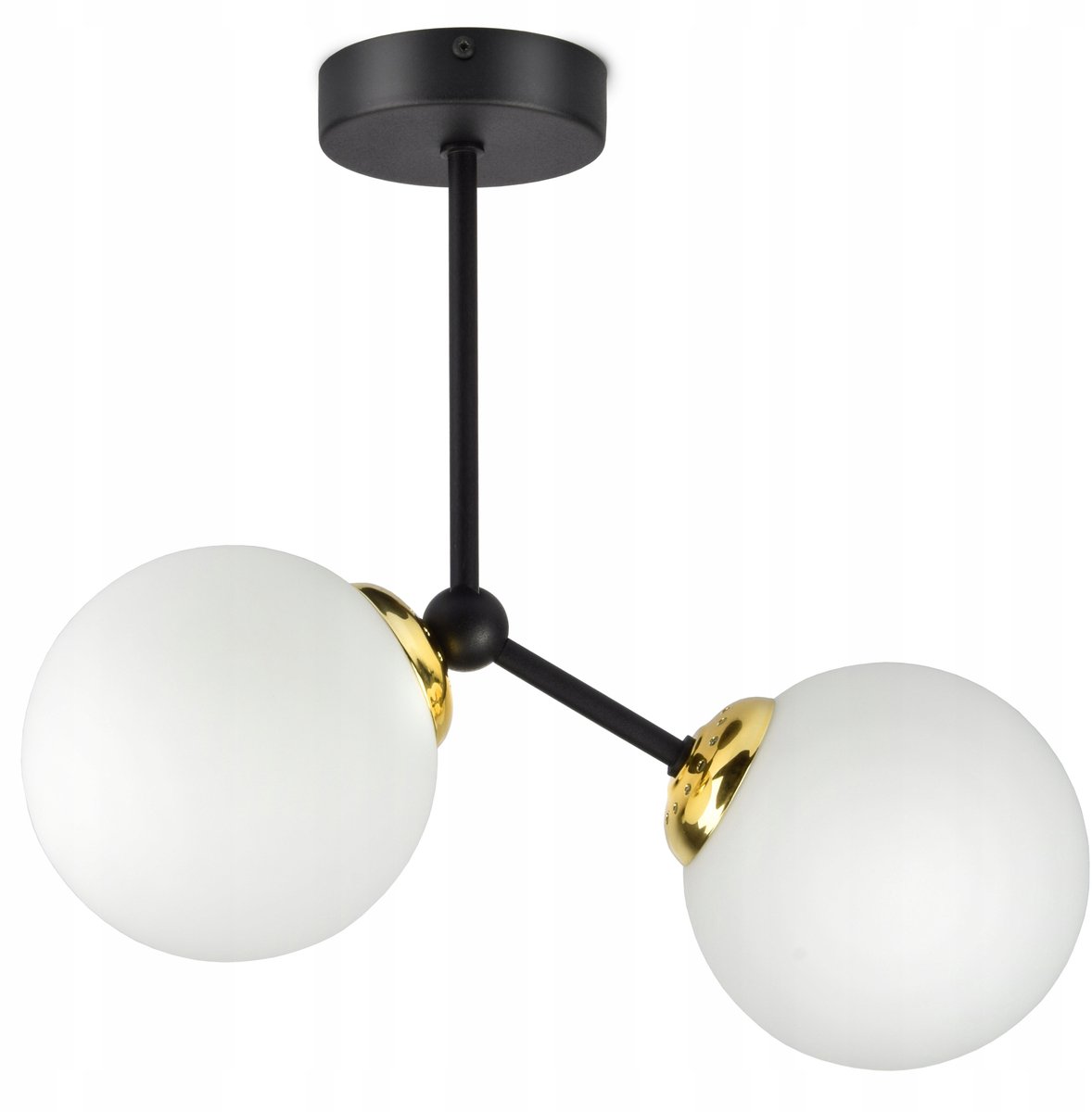 Zwarte en gouden hanglamp met glazen bollen - Stijlvol design