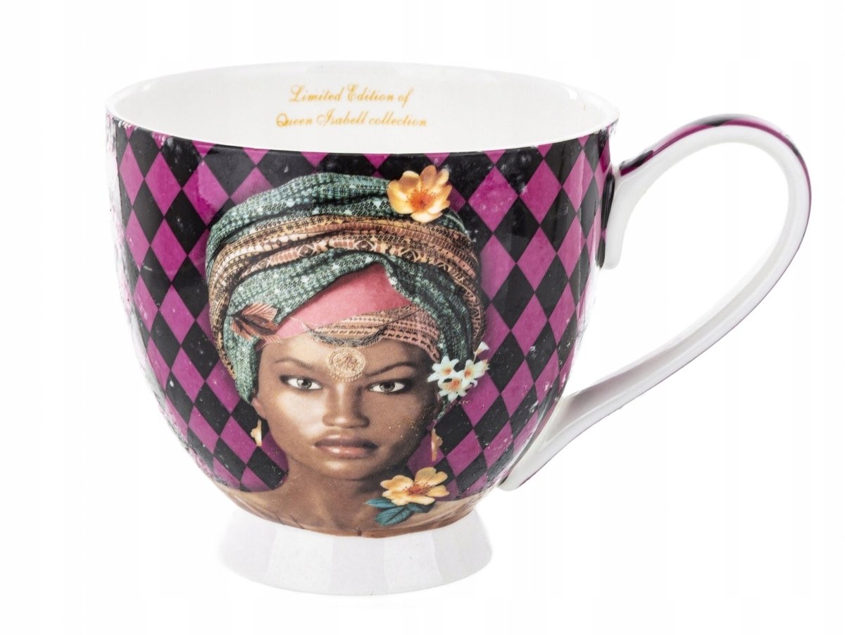 Grote Porseleinen Mok 450ml - Elegant Paars Dames Design