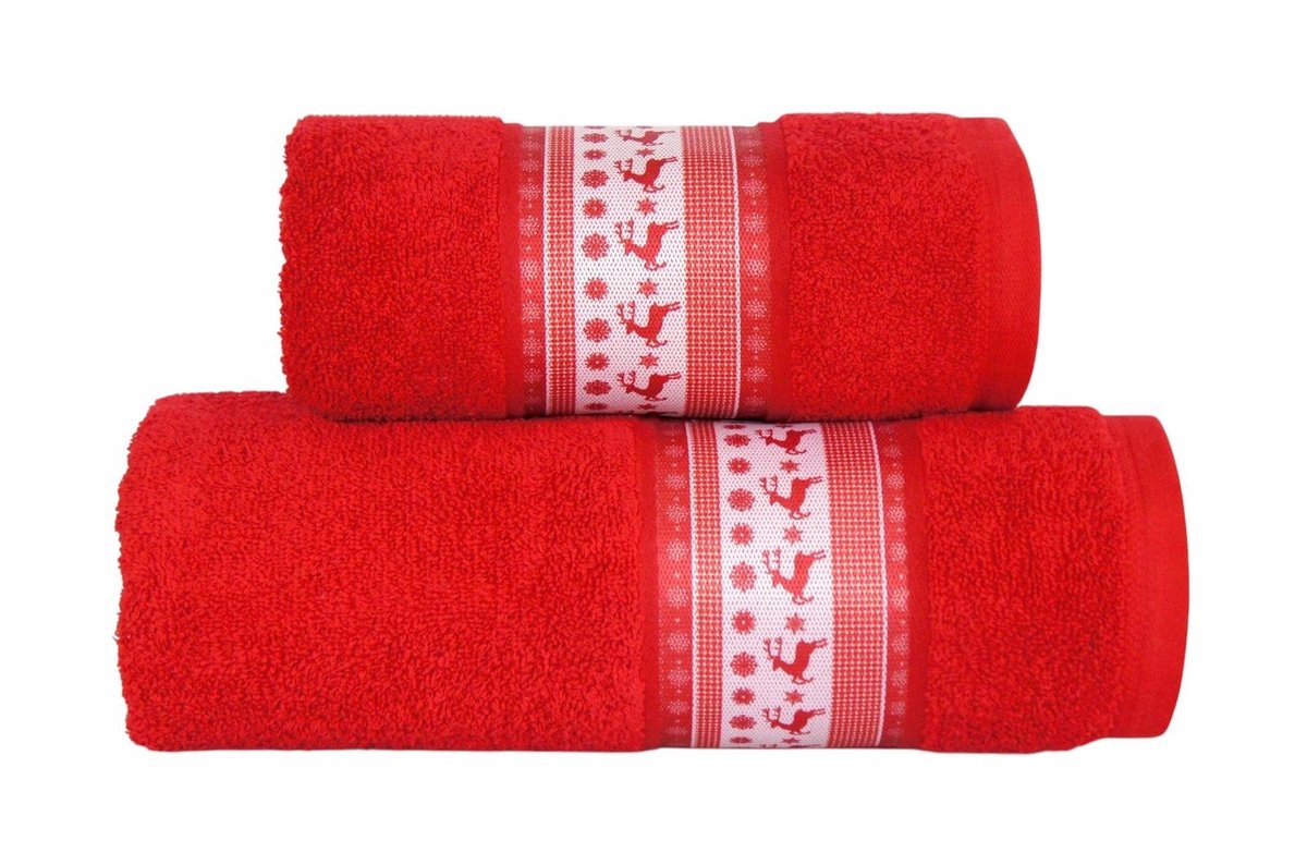 Greno Handdoekenset Ster 70x130 + 50x90 Katoen Rood