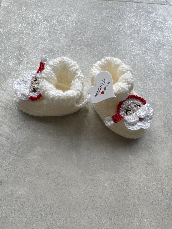 Maminobaby.nl | Baby Geschenk jongens/meisjes | Gebreide babyslofjes | Kerstman | Kraamcadeau | Babyshower — afbeelding 4