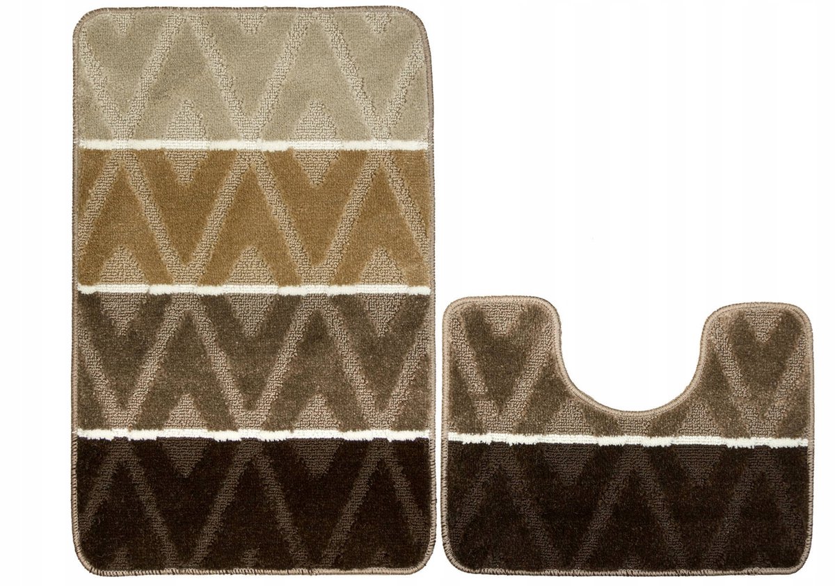 2-delige Badmattenset Palma Beige/Bruin Antislip 50x80cm