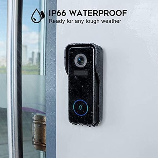 Draadloze WiFi Videodeurbel met 2K HD Camera, PIR Bewegingsdetectie, Nachtzicht, Twee-Weg Audio, Oplaadbare Batterij, IP66 Waterdicht, Ondersteuning SD Kaart en Cloudopslag — afbeelding 3