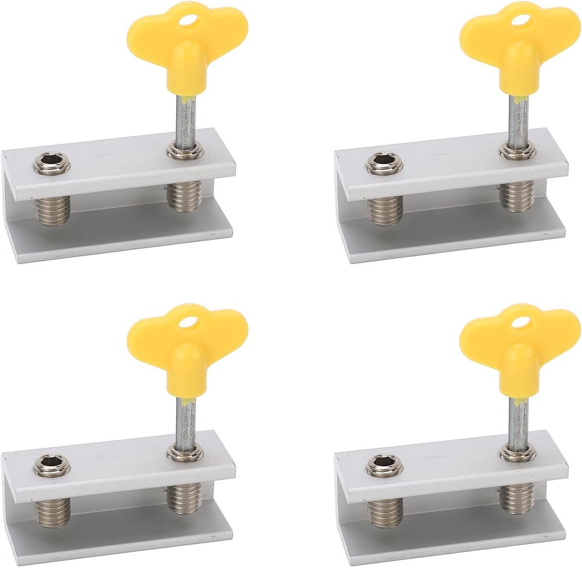 Image of 4-pack Deur- & Raambeveiliging - aluminium en roestvrij staal - herbruikbare raamsloten - verbeterde luchtstroom - met beschermende pads - geschikt voor kantoren