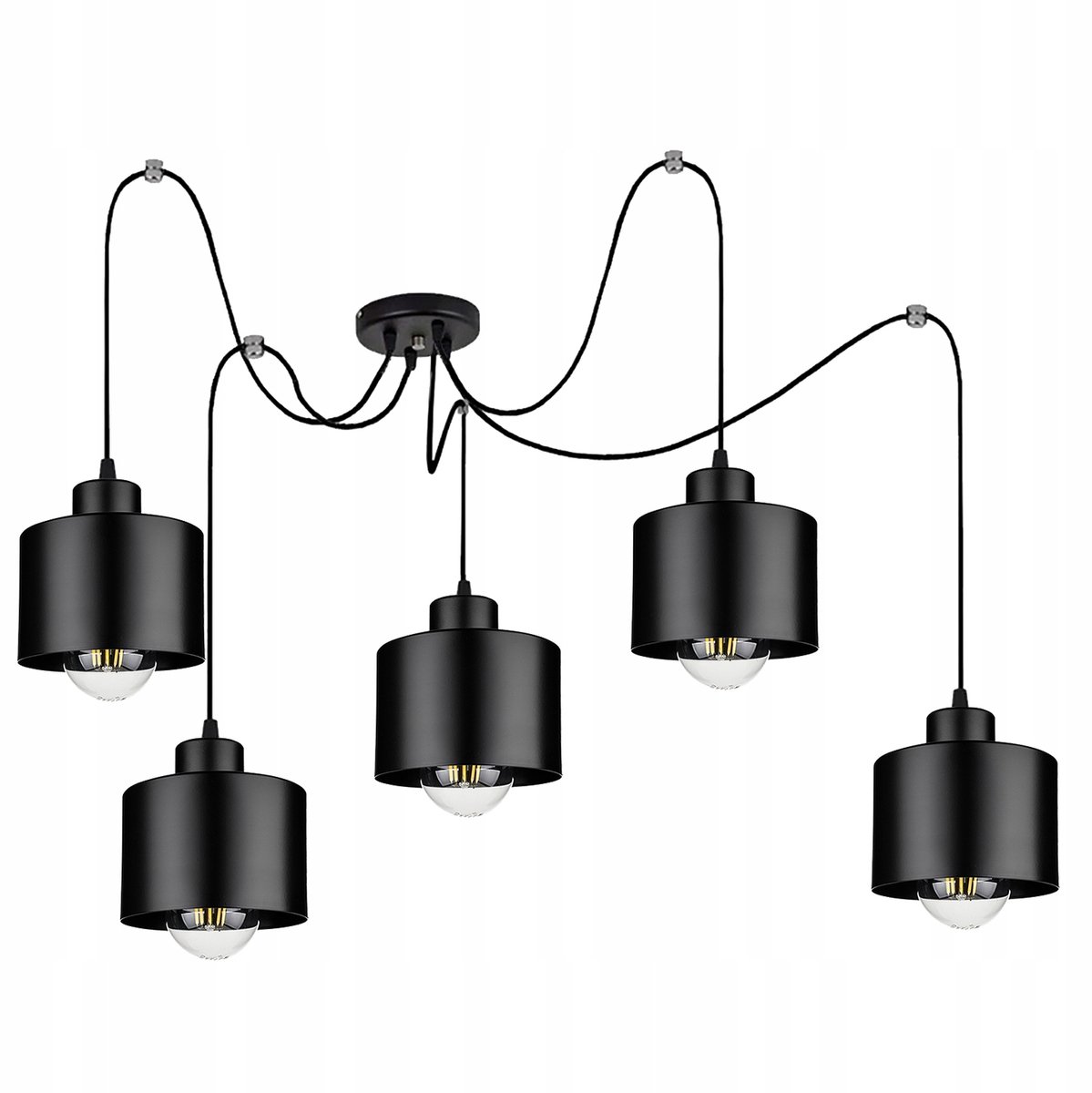 Moderne Zwarte Plafondlamp met 5xE27 Fittingen - Stijlvol Design