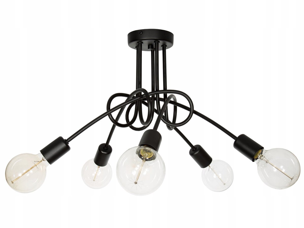 Industriële Hanglamp Edison Zwart 5-Lichts Metaal E27