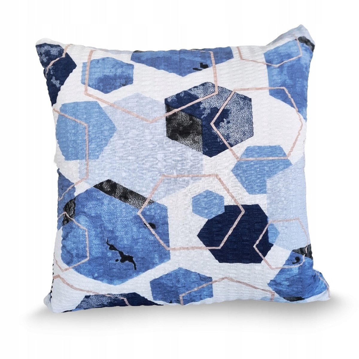Katoenen Kussensloop 50x60cm - Geometrisch Blauw Wit - Kreukvrij