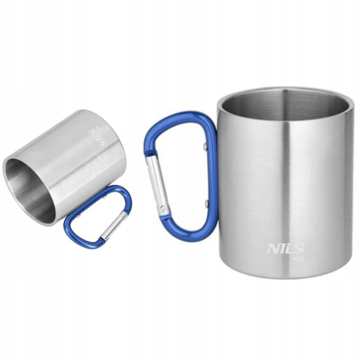 Nils Camp Campingbeker met Karabijn 300ml RVS Blauw