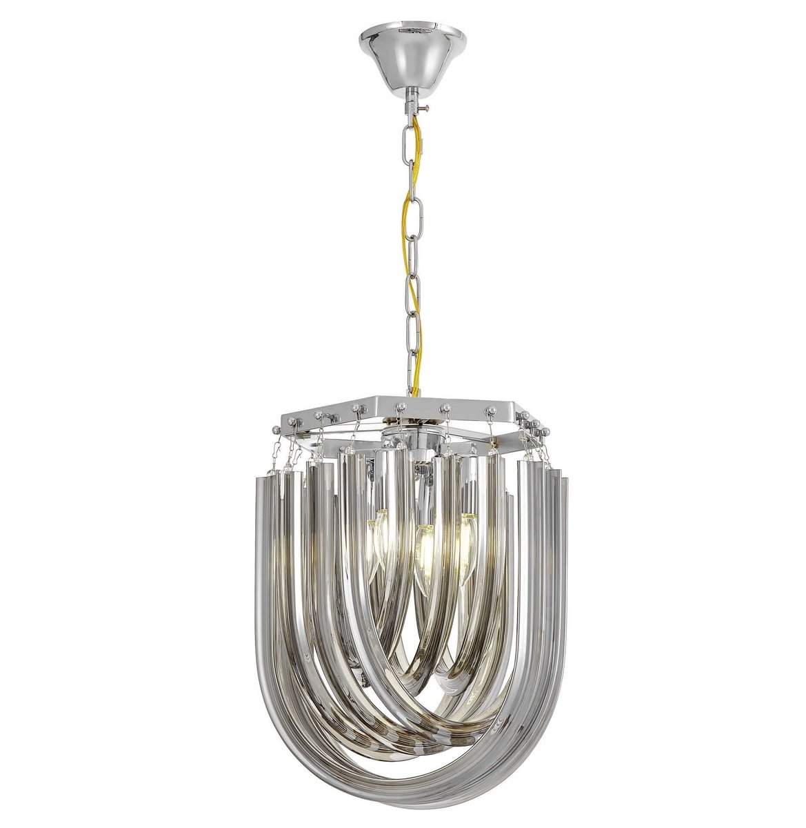 Lumina Deco BOSCONE D30 Hanglamp - Chroom & Grijs Glas