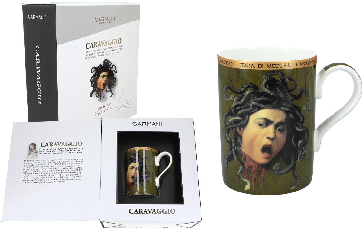 Caravaggio Medusa Hoofd Mok - Premium Bone China 370ml