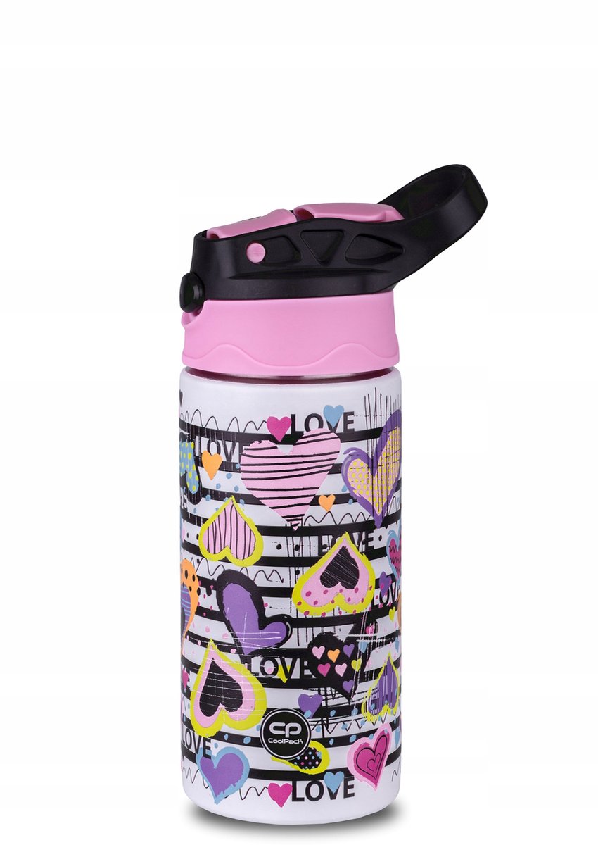 CoolPack Bono Thermos Bidon 350ml - Kleurrijke Hartjes, BPA-vrij