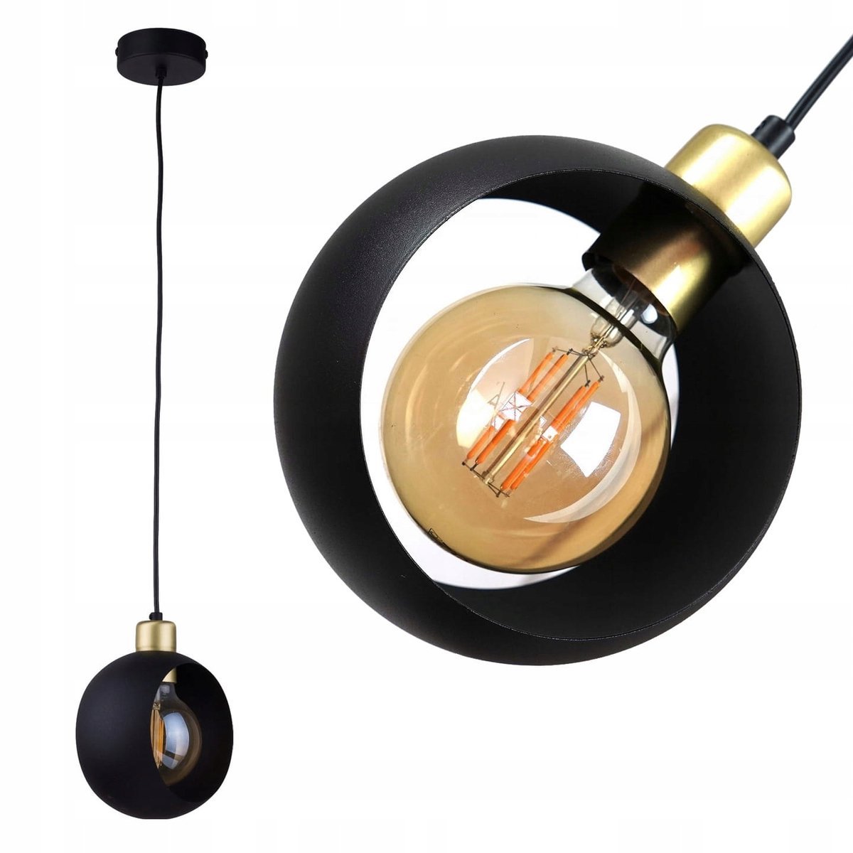 TK Lighting Cyklop Black hanglamp E27 metaal