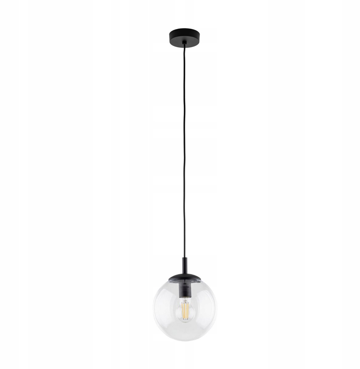 TK Lighting ESME hanglamp transparant glas zwart, E27, 30cm