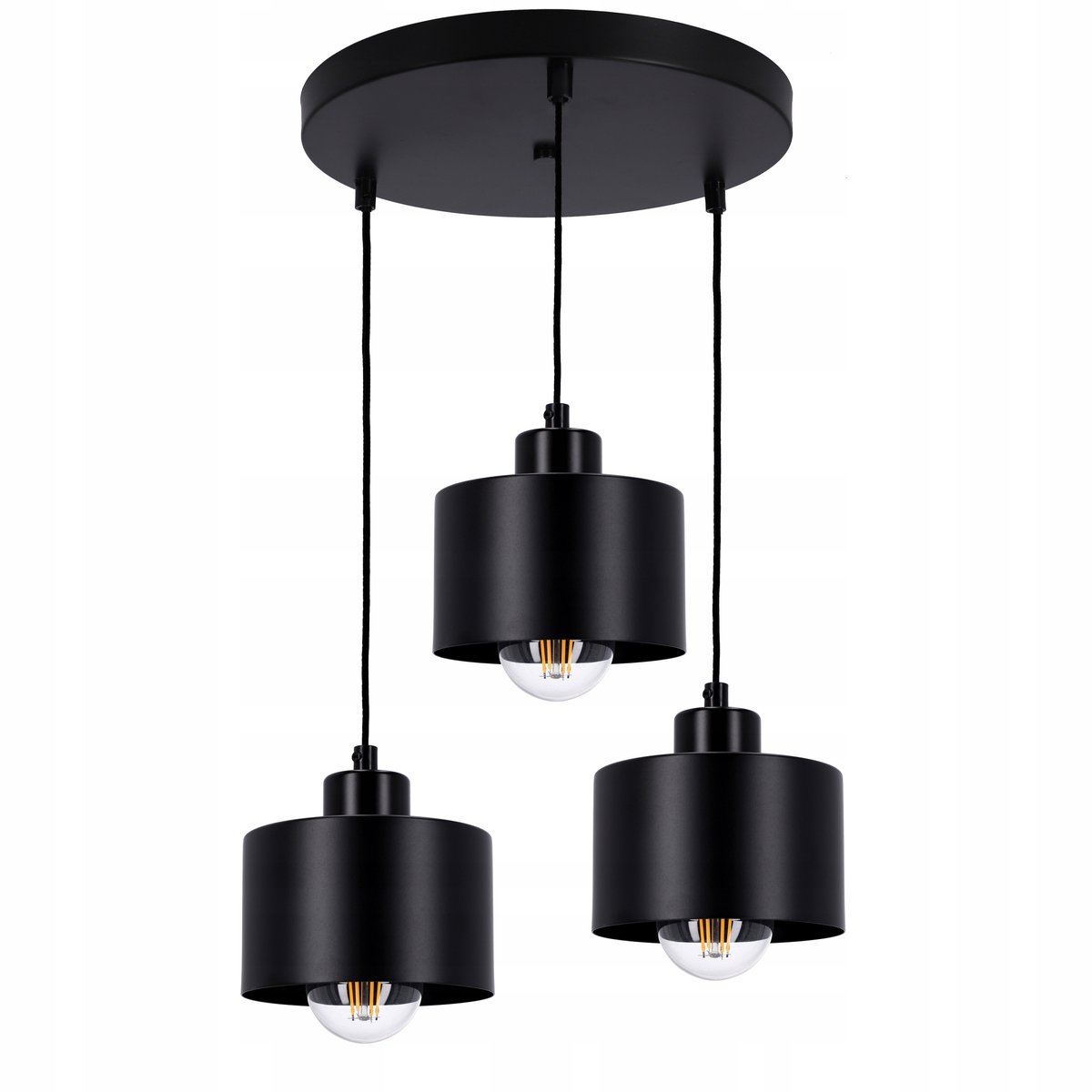 Loft Hanglamp Zwart Mat 3xE27 Retro Plafond