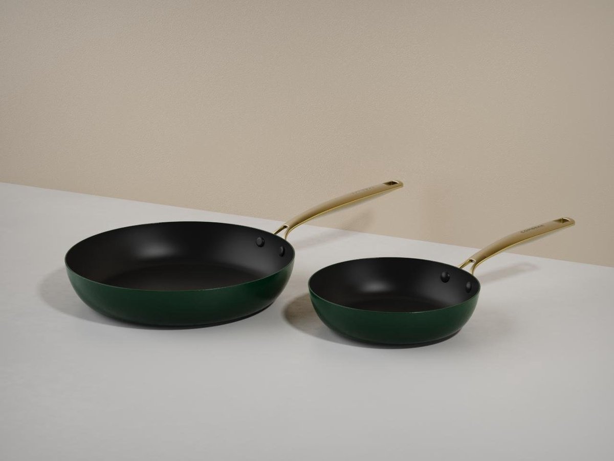 COMBEKK Element Expert koekenpannenset - 20&28cm - Groen - PFAS vrije keramische antiaanbaklaag - Gemaakt van 100% gerecycled aluminium - Inductiegeschikt