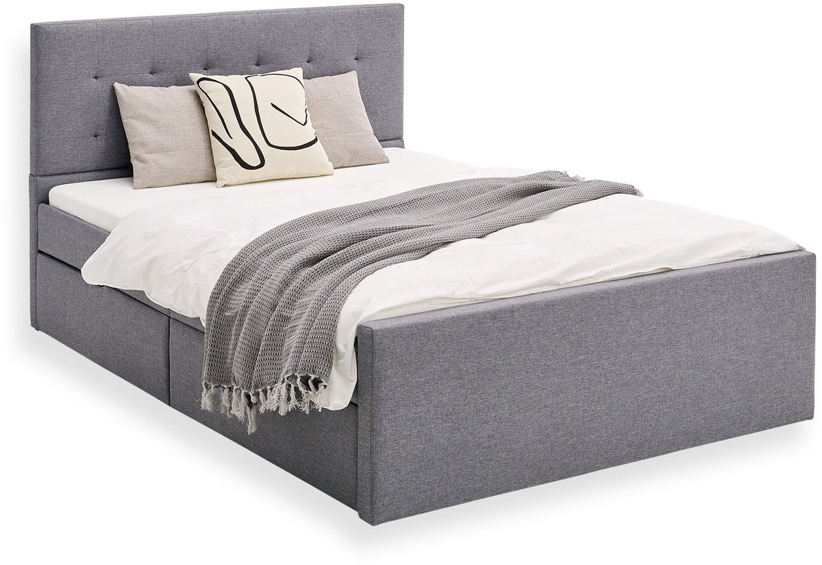 Homestyle4u Twijfelaarbedden -120x200 cm - Gestoffeerd bed - met opbergruimte - Grijs — cadeau in Cadeau-ideeën - foto 5