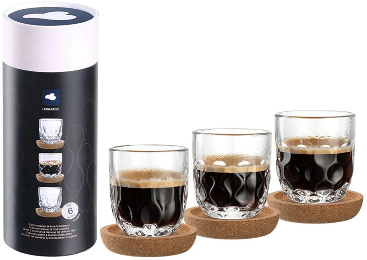 Leonardo GOCCE Espresso glas 60ml met onderzetter - set/6