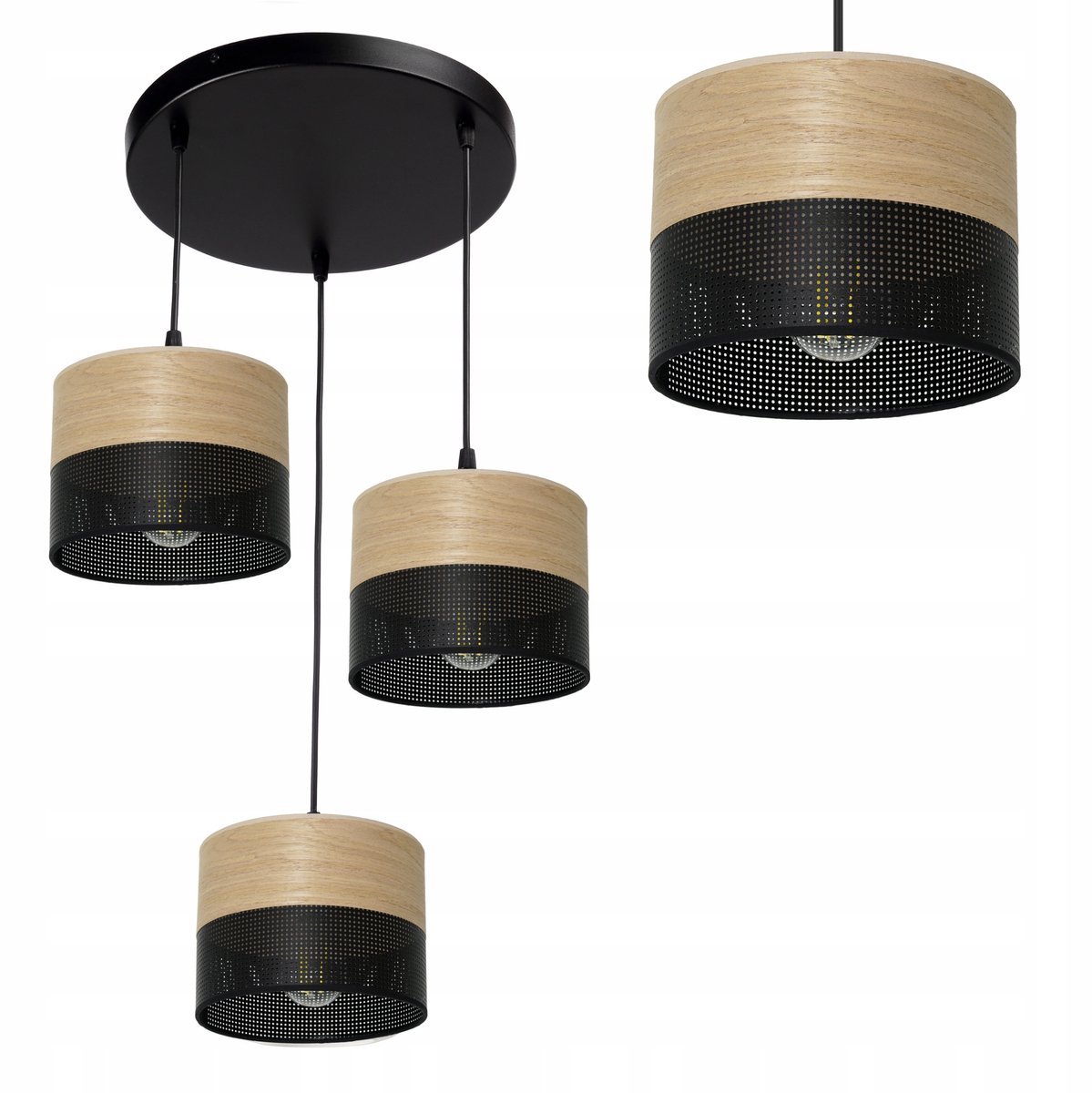 Houten Hanglamp met Gaten E27 LED - Sfeervol Design