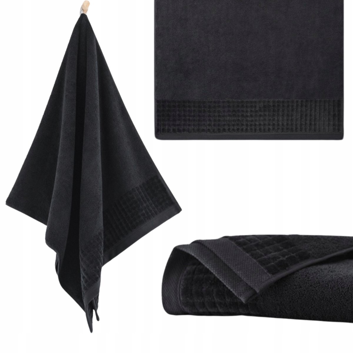 Zwoltex Paulo 3 Handdoek 30x50cm Zwart Katoen 500g/m² Antibacterieel
