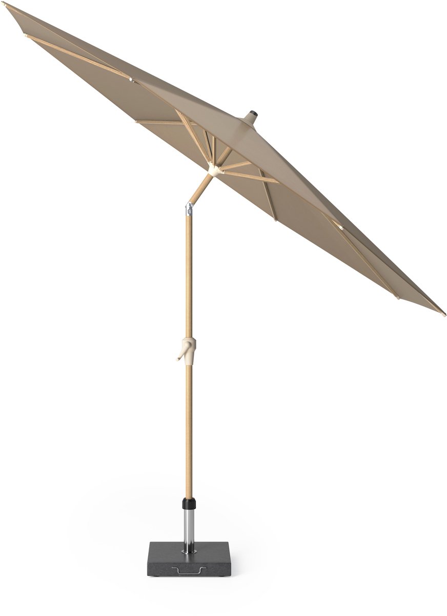 Platinum Sun & Shade - Middenstokparasol - Riva - Ø250cm - Teak Look - Taupe - Kantelbaar - Easy-up draaisysteem - 96% UV protectie