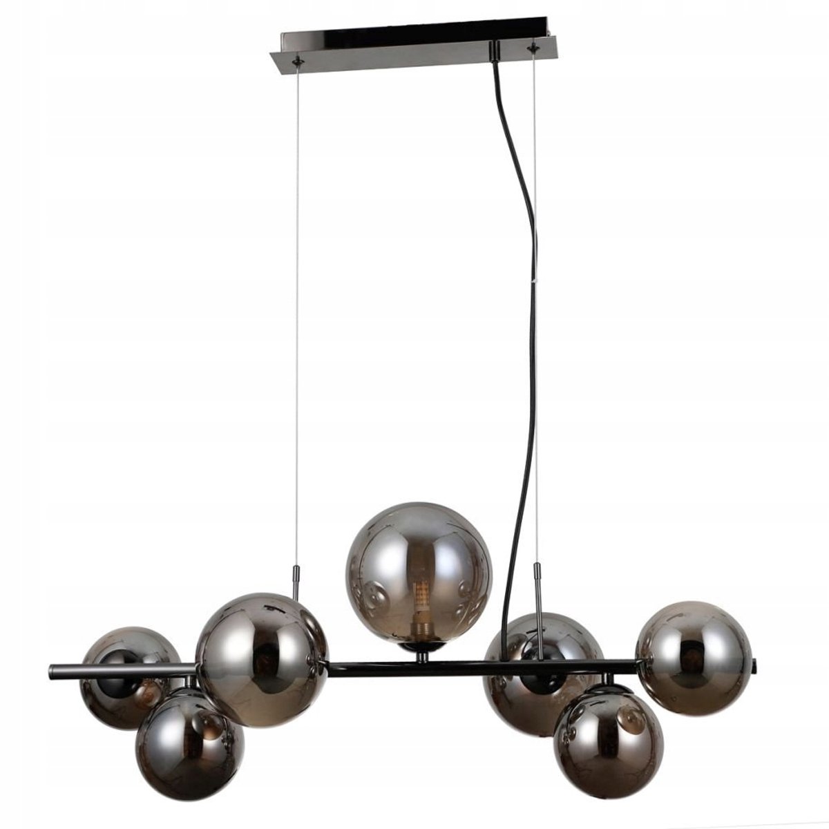 CANELLO Hanglamp met Rookglass Bollen - Zwart (7-lichts)