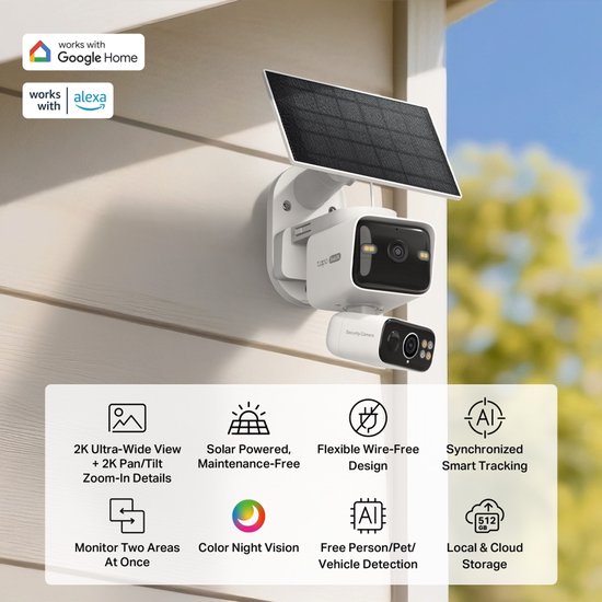TAPO C645D KIT Beveiligingscamera buiten met zonnepaneel- Dual lens- 2K -IP65 van TP-Link — afbeelding 3