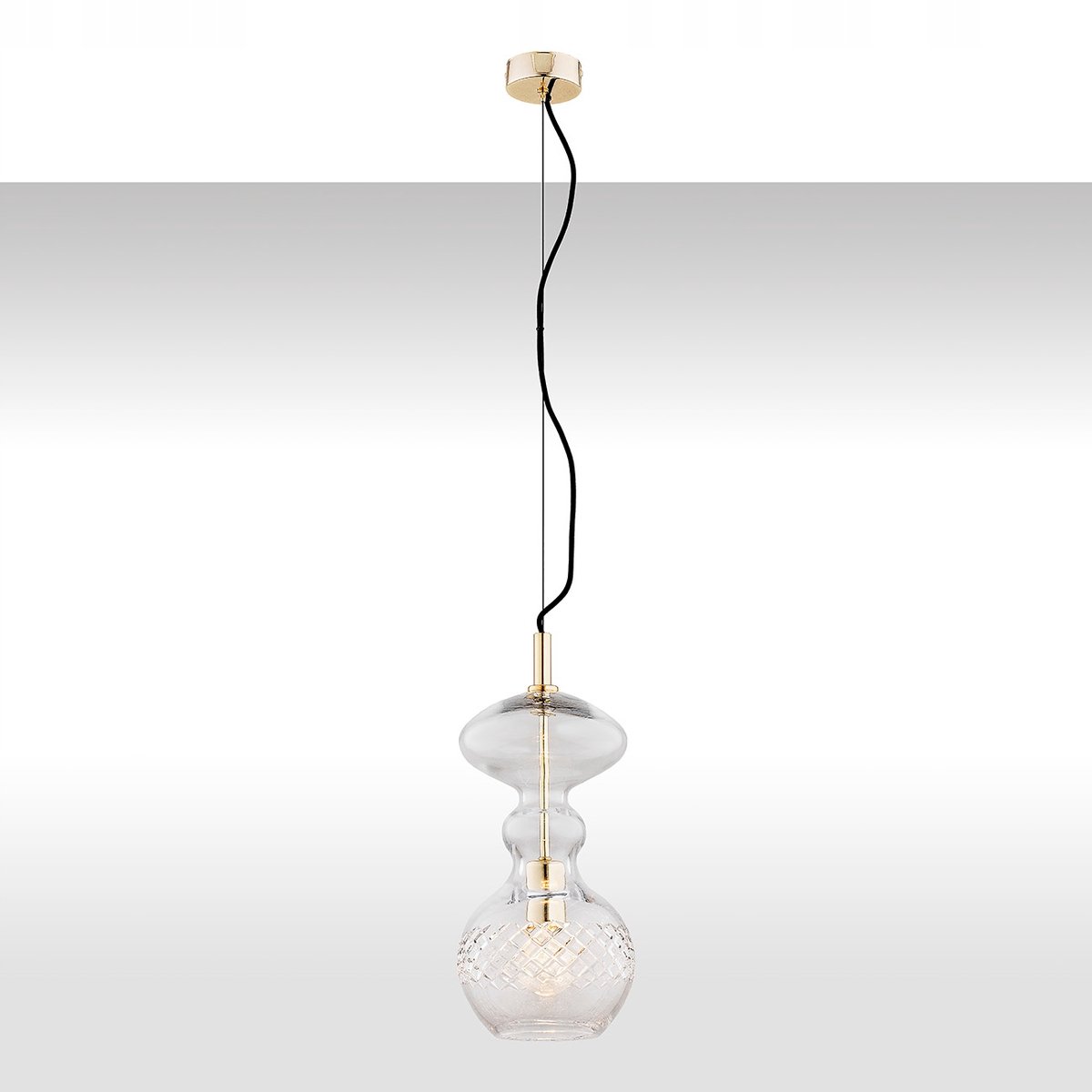 BILBAO Hanglamp 1 Lichtpunt - Transparant/Messing Kristalglas