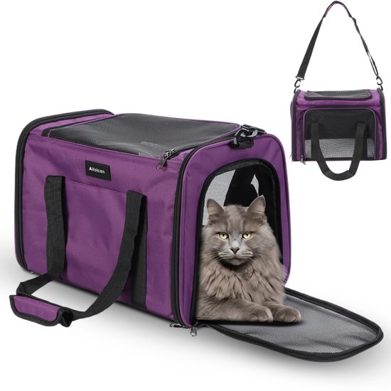 Volcan Reistas Kat - Reismand - Draagtas Katten - Transportbox met Bovenlader - Draagmand Paars