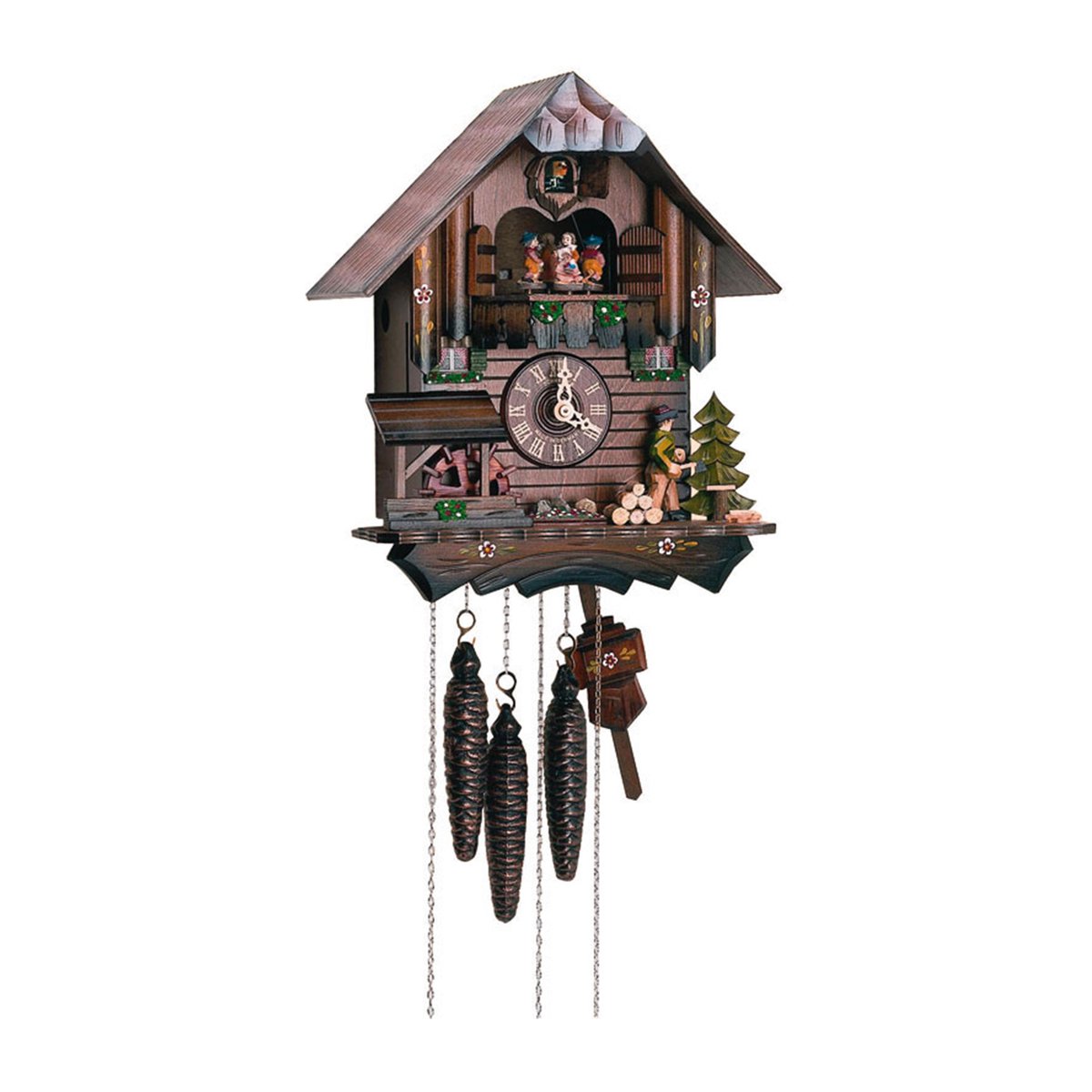 Schiltach koekoeksklok van SELVA - Zwarte Woud-stijl, handgemaakt - Made in Germany - Massieve houten kast (gebeitst walnotenhout) - 22-stemmig Zwitsers uurwerk. (Hoogte kast: 30 cm) - C336400