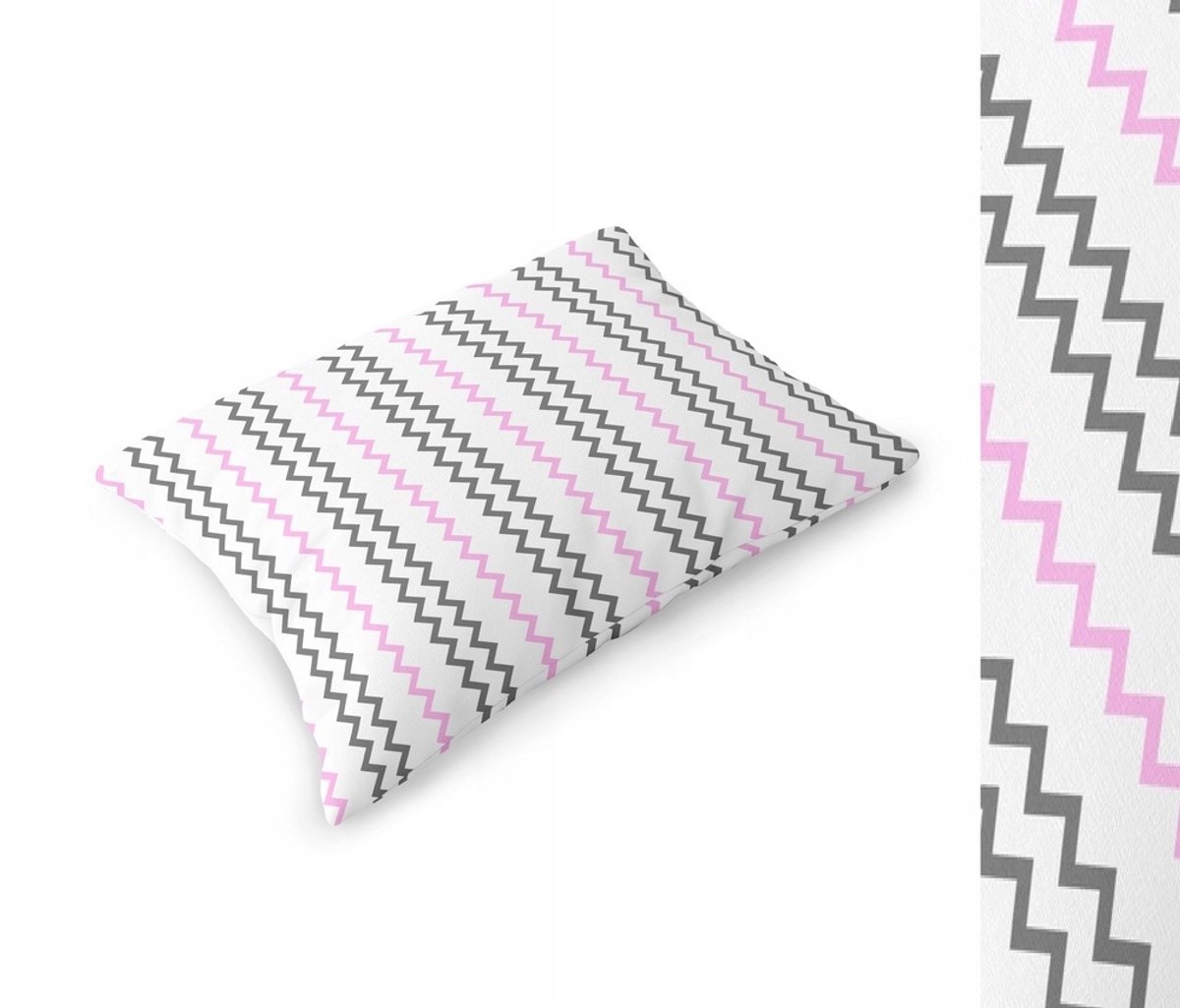 Kussensloop 70x80cm 100% Katoen - Zwart/Roze Zigzag