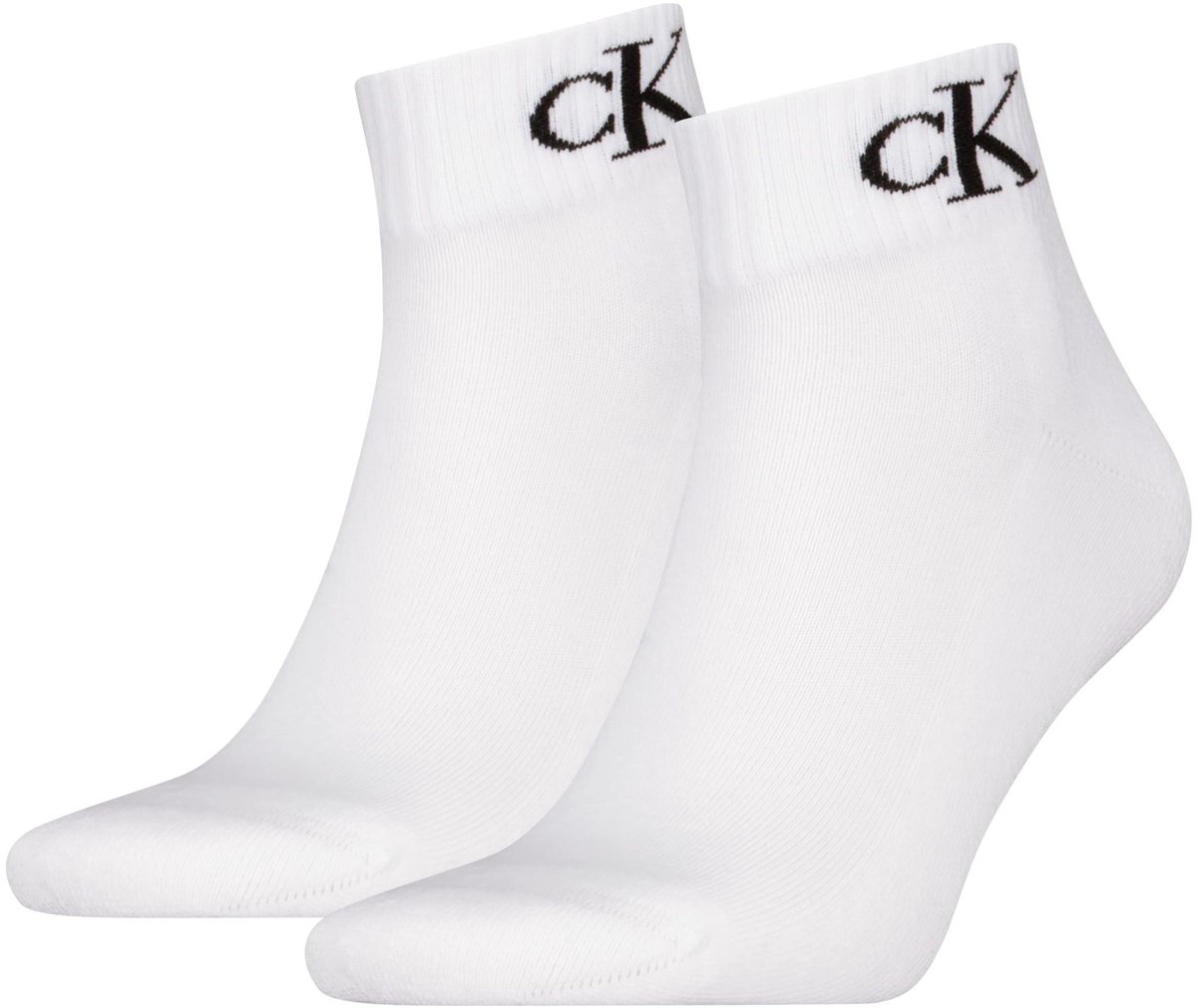 Merkloze Heren Quarter Sokken 2-Pack met Monogram Wit