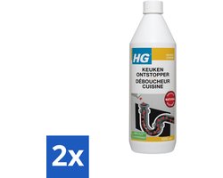 2 x HG Keukenontstopper 1 liter - Keukenontstopper - Gootsteen Verstopping - Biologische Ontstopper - Enzymen - Afvoer Schoonmaken