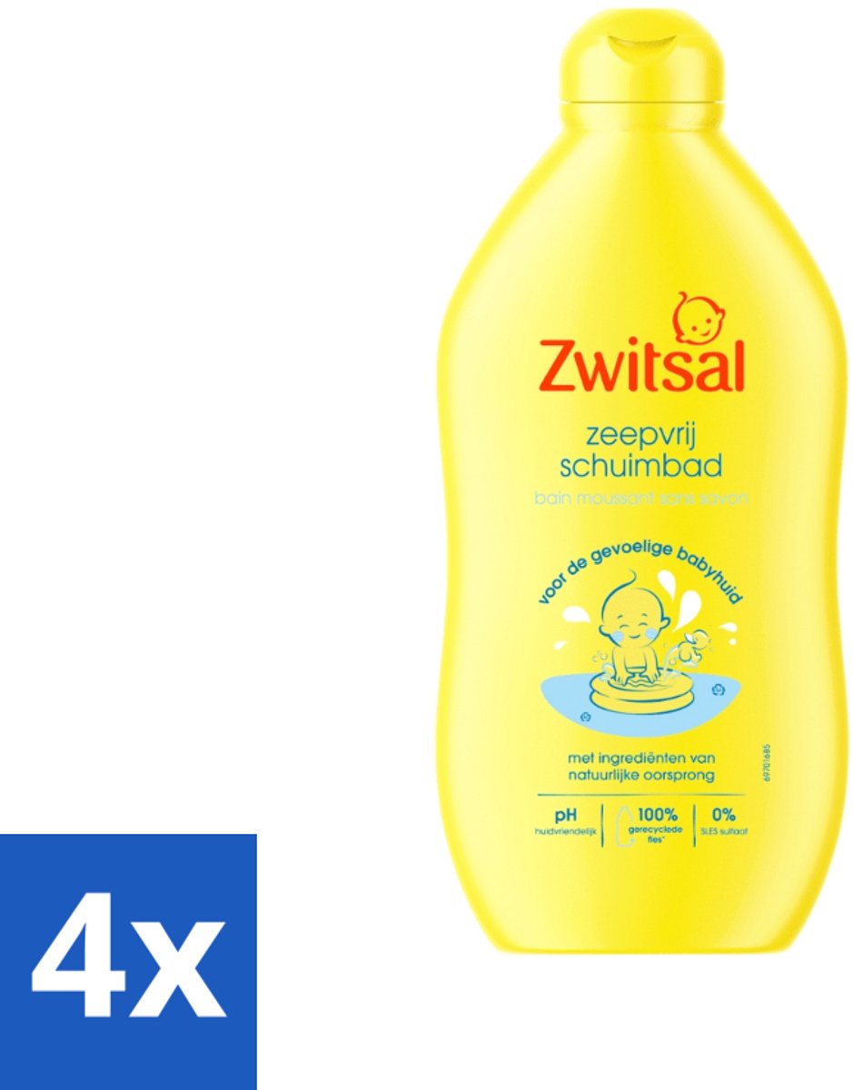 Image of 4 x Zwitsal Zeepvrij Schuimbad 400 ml - Babybad - Babyhuid - Gevoelige Huid - Babyzeep - Schuimbad