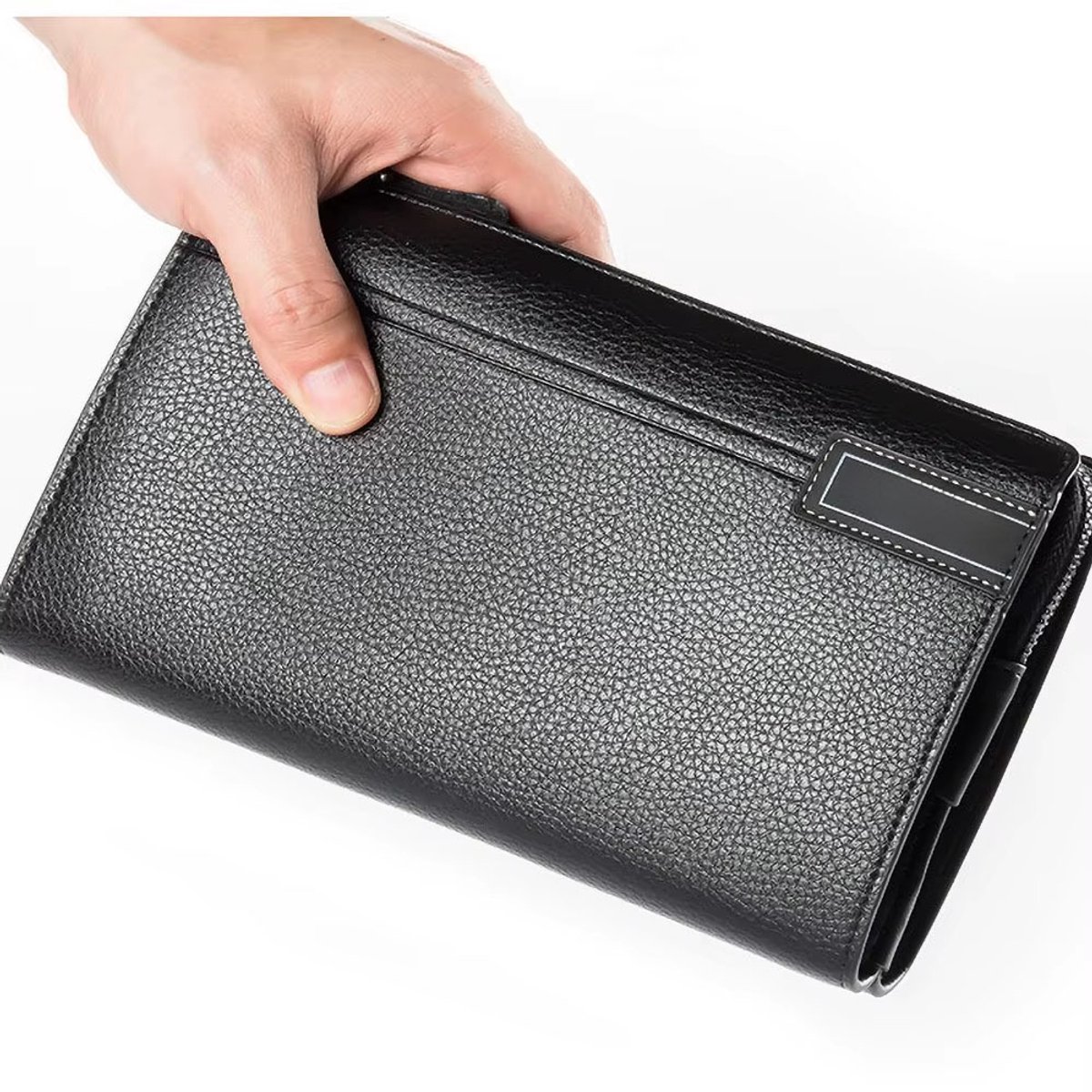 Slanke Lange Herenportemonnee PU Leer met RFID Bescherming – Rits, Multi-Kaartsleuven, Business Portemonnee, Wallet voor Mannen