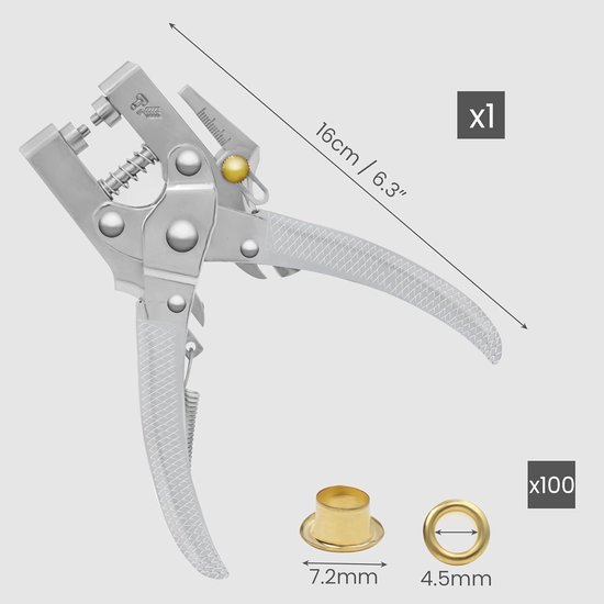 120 sets ooggereedschapsset, ogen en sluitringen, 10 mm metalen ogen met tule, sluitgereedschap, oogtang met stansgereedschap voor dekzeilen, leer, weefsel, gordijn, zwembad, afdekking, ogen (10 mm