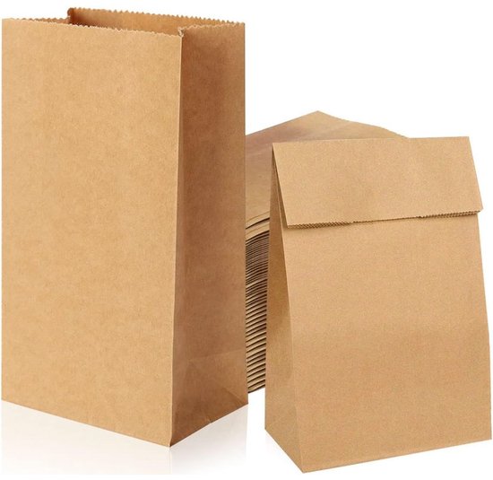 Sacs en papier Dussdote - Sacs en papier Kraft - Sacs cadeaux - Sacs à bonbons - 18 x 9 x 5,5 cm - Convient pour les achats, les mariages, les emballages, les fêtes et les anniversaires - 50 pièces