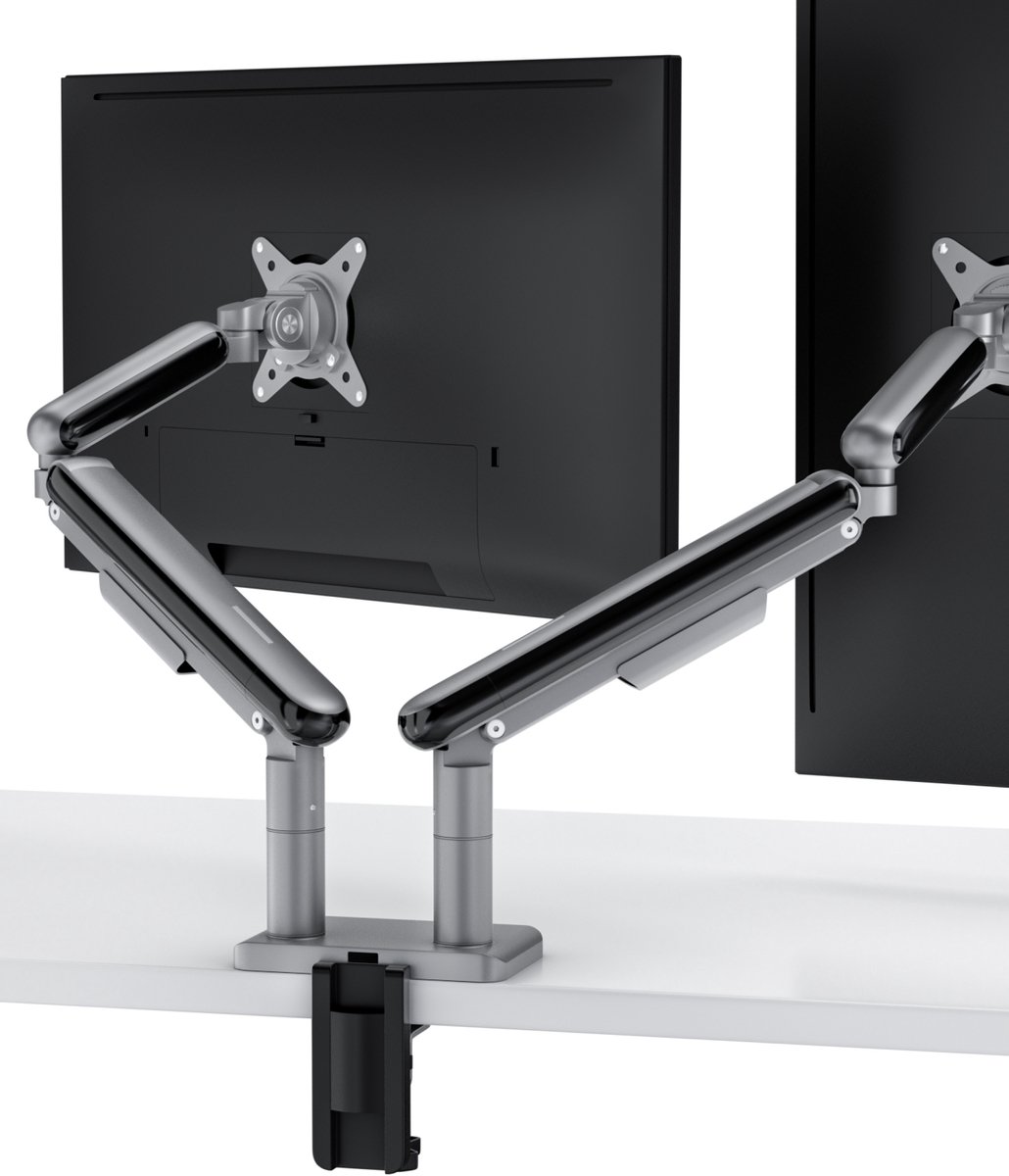 Desktronic Monitorarm Dubbel Zwart - VESA 75x75mm - 100x100mm - Monitor Beugel voor 17-32 Inch