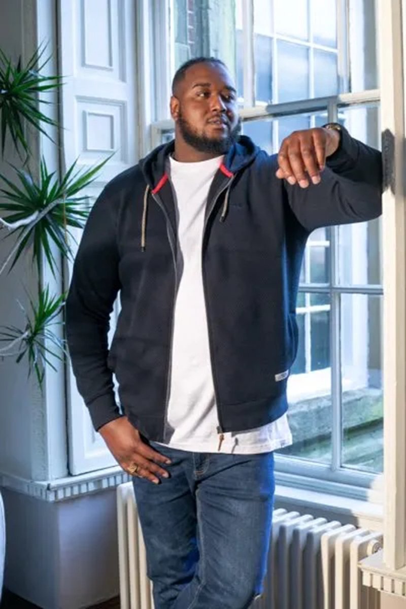D555 Irvin Jacquard Hoody Vest Blauw Big Size 4XL