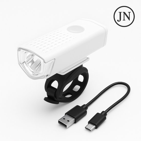 JN® Oplaadbare LED Fietslamp wit - Stijlvolle en Waterdichte Fietskoplamp met USB-aansluiting - Superheldere Fietsverlichting voor Dag & Nacht Veiligheid - Voorlicht fiets - Led voorlamp - Fietslicht - Koplamp fiets - Fietsverlichting — afbeelding 3