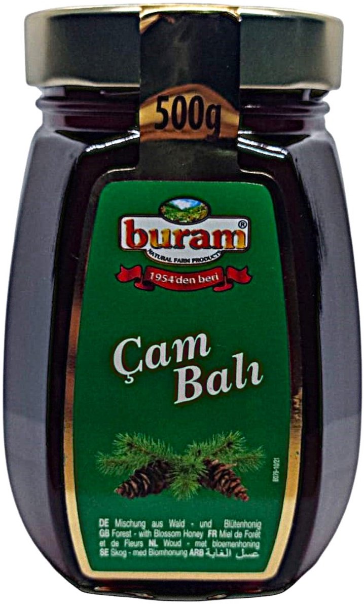 Buram Dennenhoning 500 g | 100% Natuurlijke Honing | Energie, Immuniteit & Gezondheid - Buram Çam Balı 500 g | %100 Doğal Bal | Enerji, Bağışıklık & Sağlık - Buram Pine Honey 500 g | 100% Natural Honey | Energy, Immunity & Health