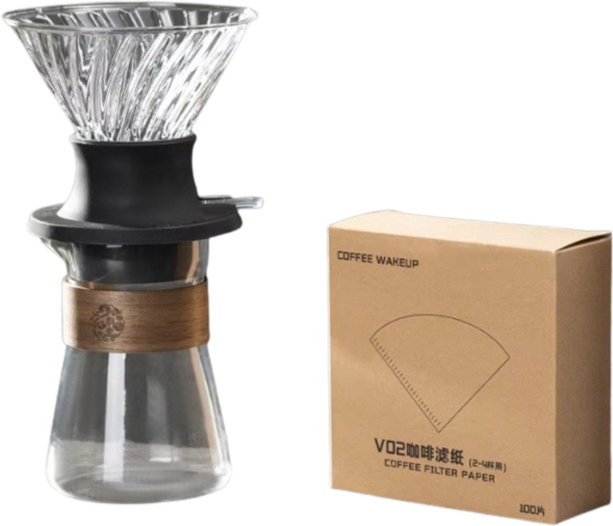 Coffee/Tea Dripper Transparant - Koffie Pot met Koffiefilter - Slow Coffee Maker - Koffiekan Drip Gieter - Dripper Koffiemaker - Handmatige koffiezetapparaat - Duurzaam - 400ml met Filter